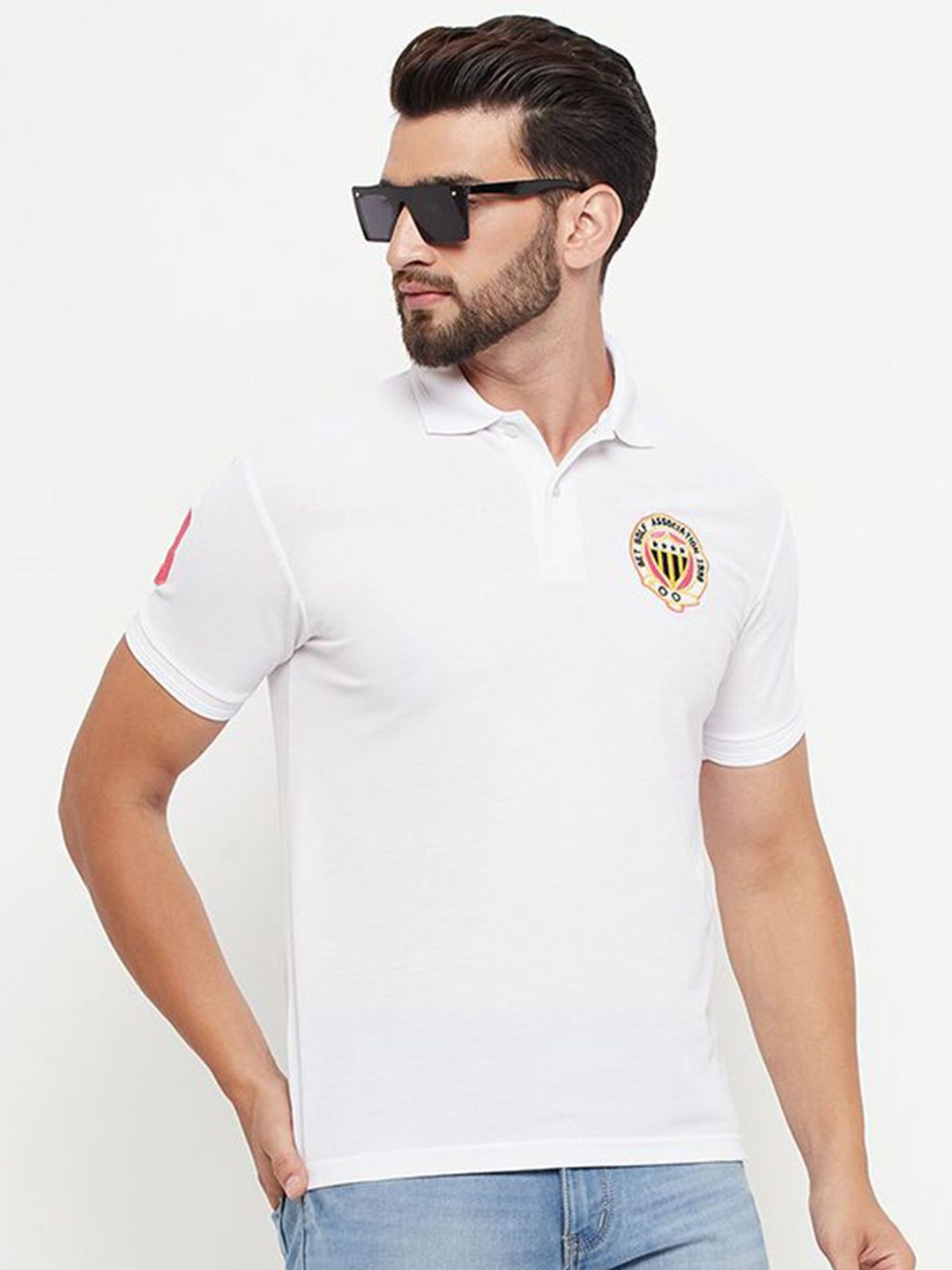 

GET GOLF Men Polo Collar T-shirt, White