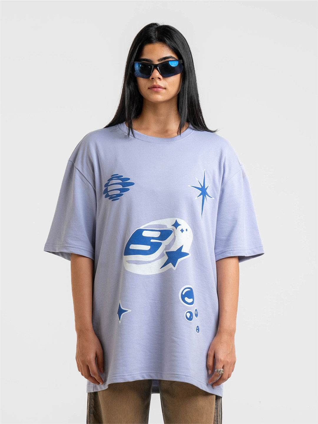 

Bad and Boujee Unisex Printed Oversized T-shirt, Blue