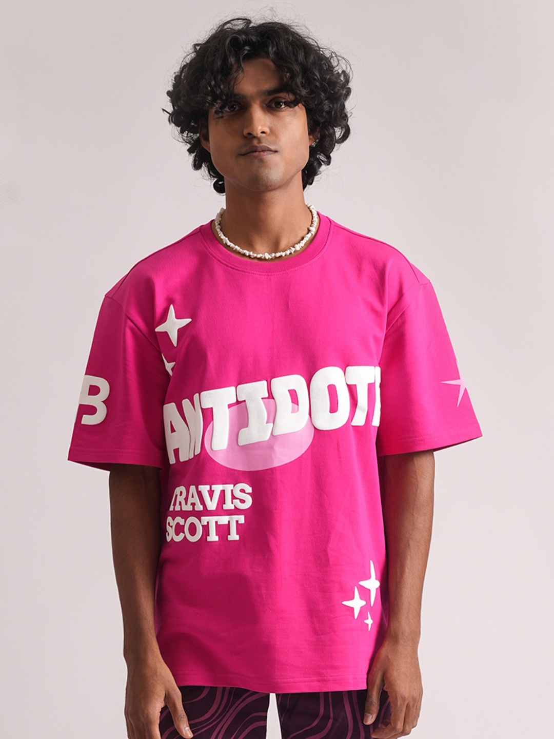

Bad and Boujee Unisex Printed Drop Shoulder Sleeves Oversized T-shirt, Pink