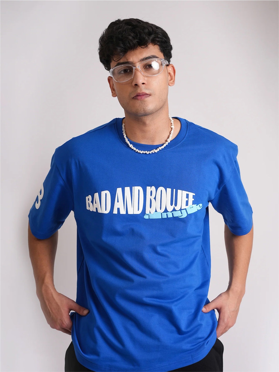 

Bad and Boujee Unisex Printed Oversized T-shirt, Blue