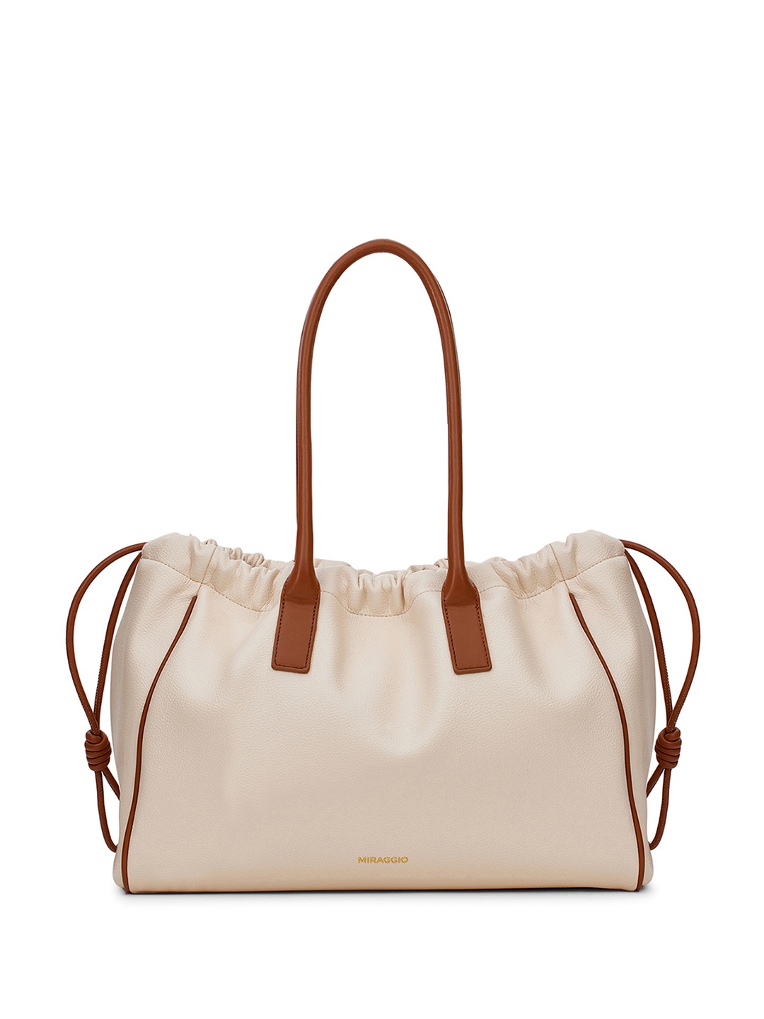 

MIRAGGIO Ivory PU Georgia Tote Bag, Off white