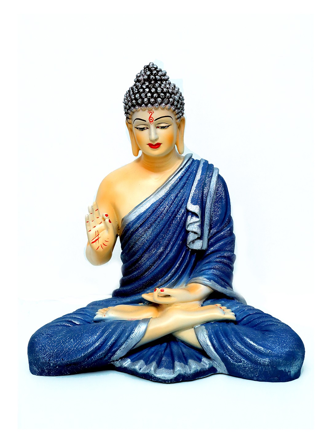 

NAYRA HANDICRAFTS Blue & Cream Colored Buddha Idol Showpiece