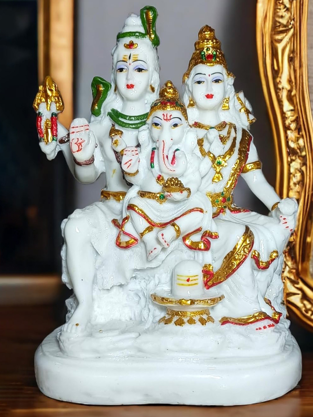 

NAYRA HANDICRAFTS White & Gold Toned Lord Shiva Idol Showpiece