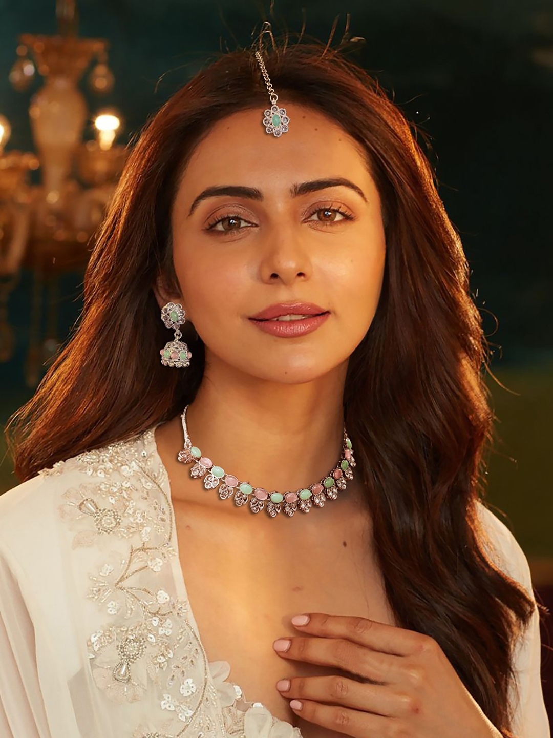 

AccessHer Sterling Silver AD -Studded Jewellery Set