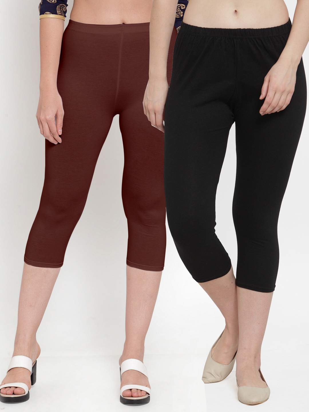 

GRACIT Women Pack Of 2 Skinny Fit Capris, Black