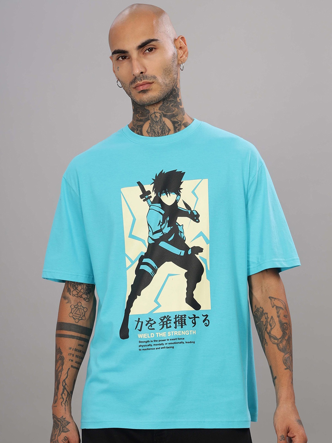 

TOMHIDDLE Men Printed Raw Edge T-shirt, Blue