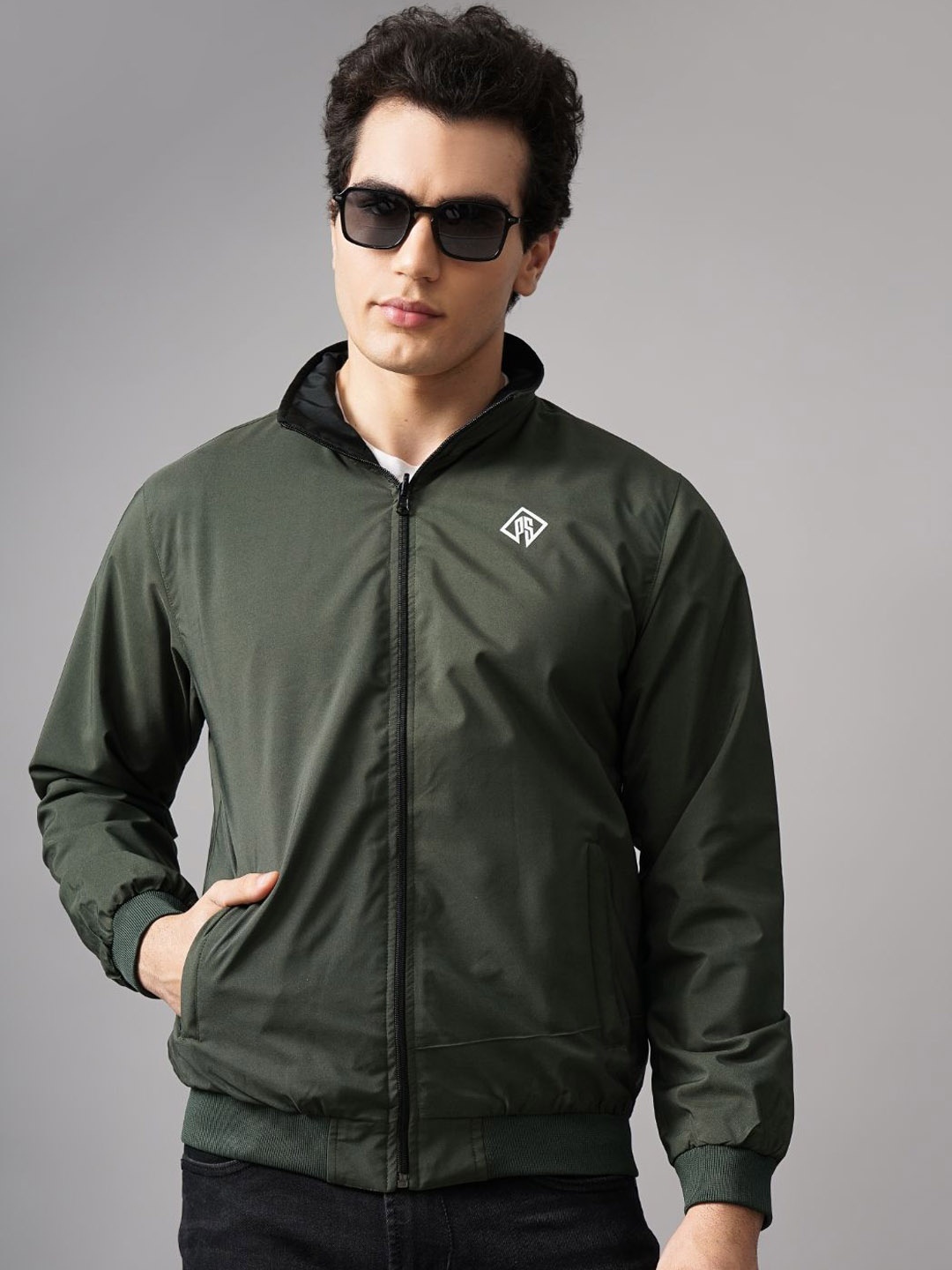 

PAUL STREET Men Reversible Outdoor Bomber Jacket, Olive