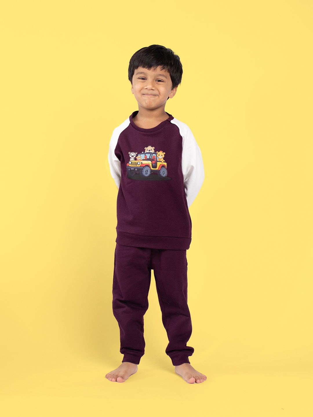 

Orange Sugar Kids Printed Pure Cotton Sweatshirt With Jogger, Purple
