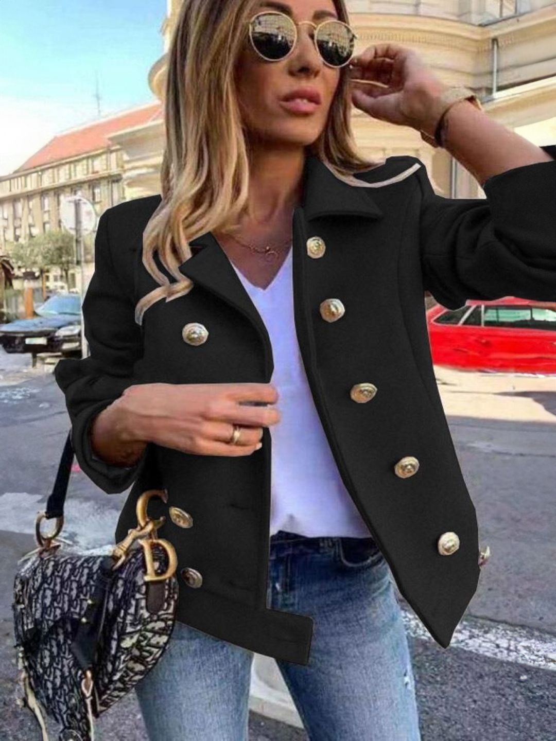 StyleCast Women Crop Open Front Jacket, Black