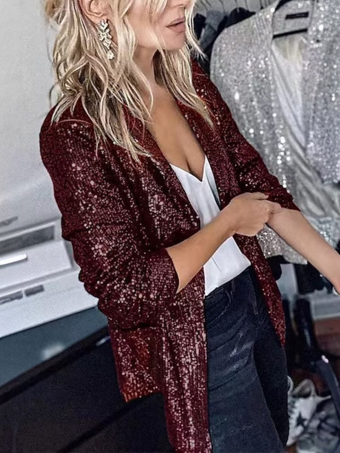 HERE&NOW Women Open Front Jacket, Brown