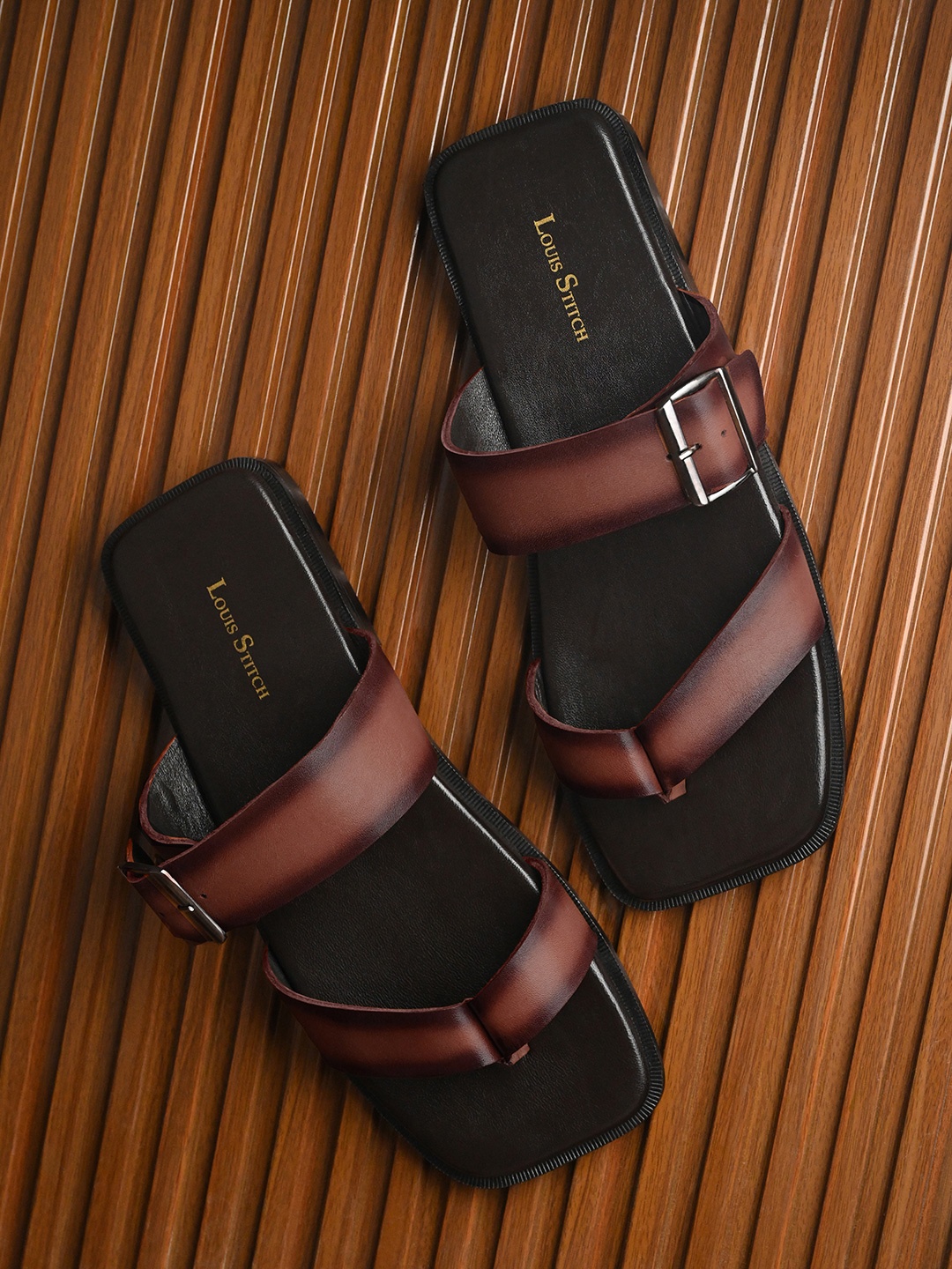 

LOUIS STITCH Men Leather Comfort Sandals, Brown