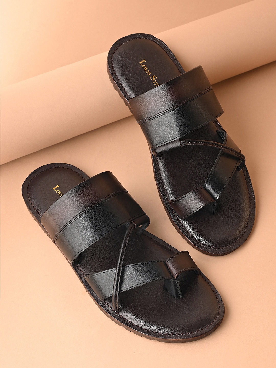

LOUIS STITCH Men Leather Comfort Sandals, Brown