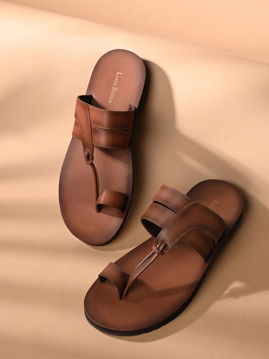 

LOUIS STITCH Men Leather Comfort Sandals, Tan