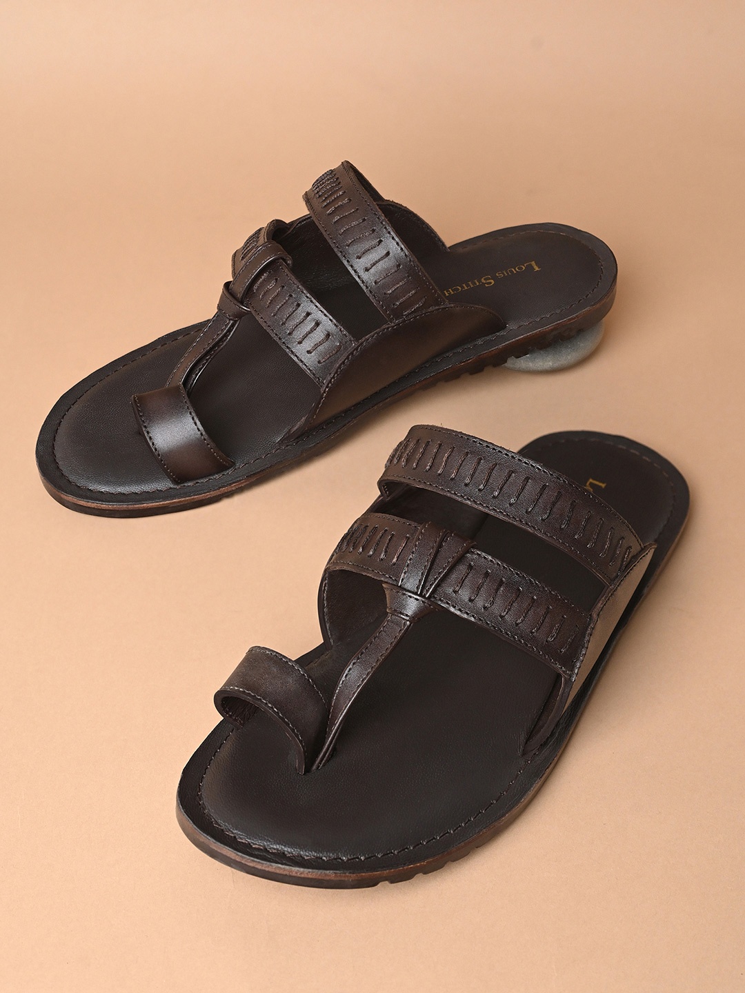 

LOUIS STITCH Men Leather Comfort Sandals, Brown