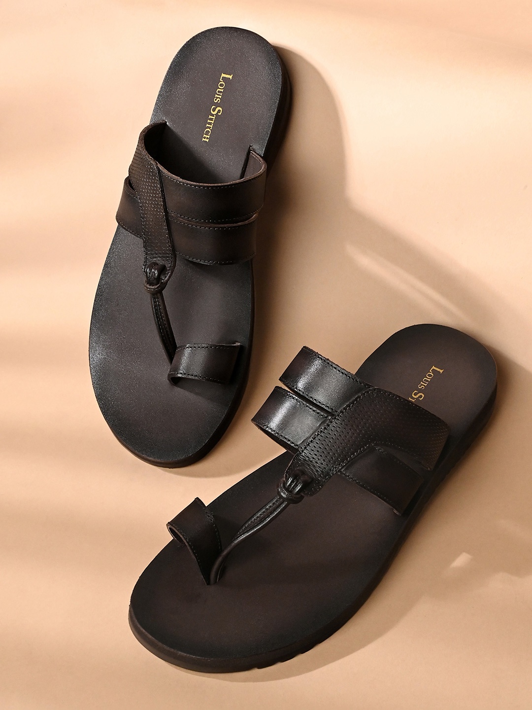 

LOUIS STITCH Men Leather Comfort Sandals, Brown