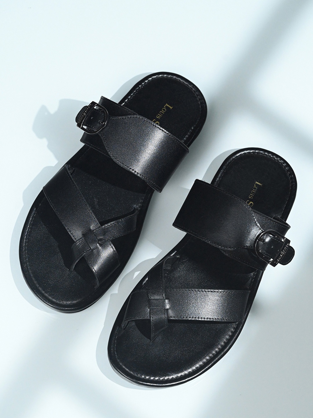 

LOUIS STITCH Men Leather Comfort Sandals, Black