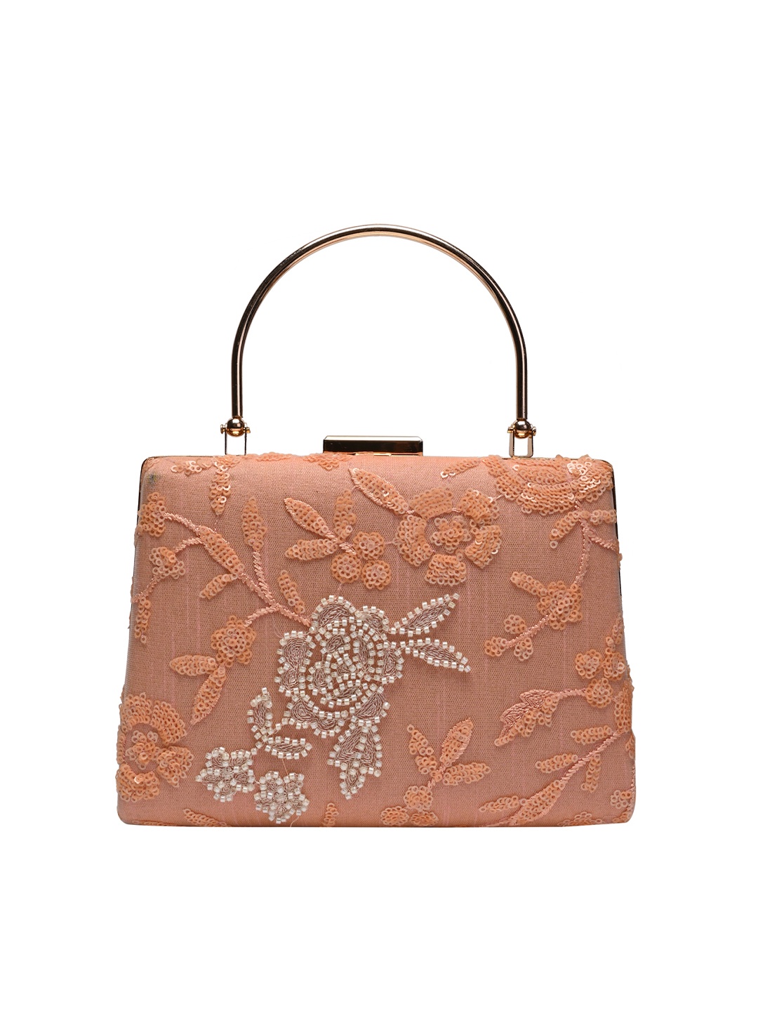 

HORRA Embellished Box Clutch, Peach