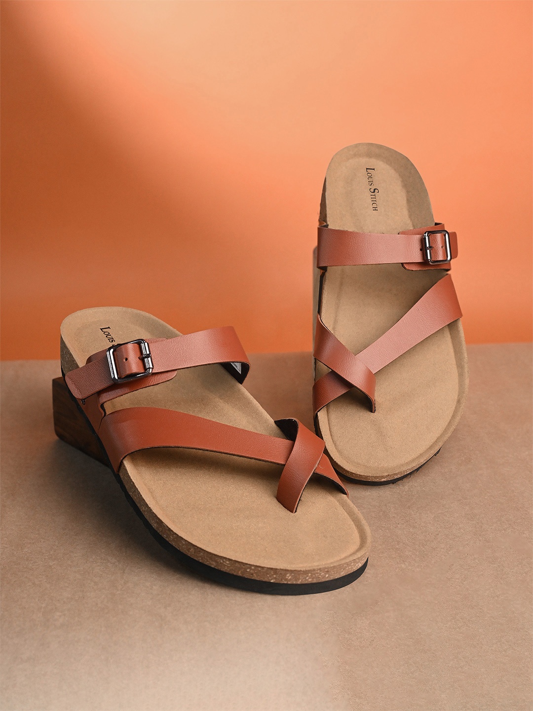 LOUIS STITCH Men Comfy Cork Flip-Flops Slipper, Tan