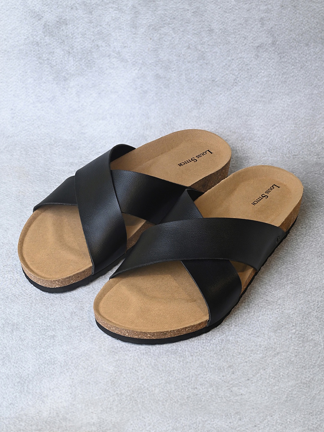 

LOUIS STITCH Men Comfy Cork Comfort Sandals, Black