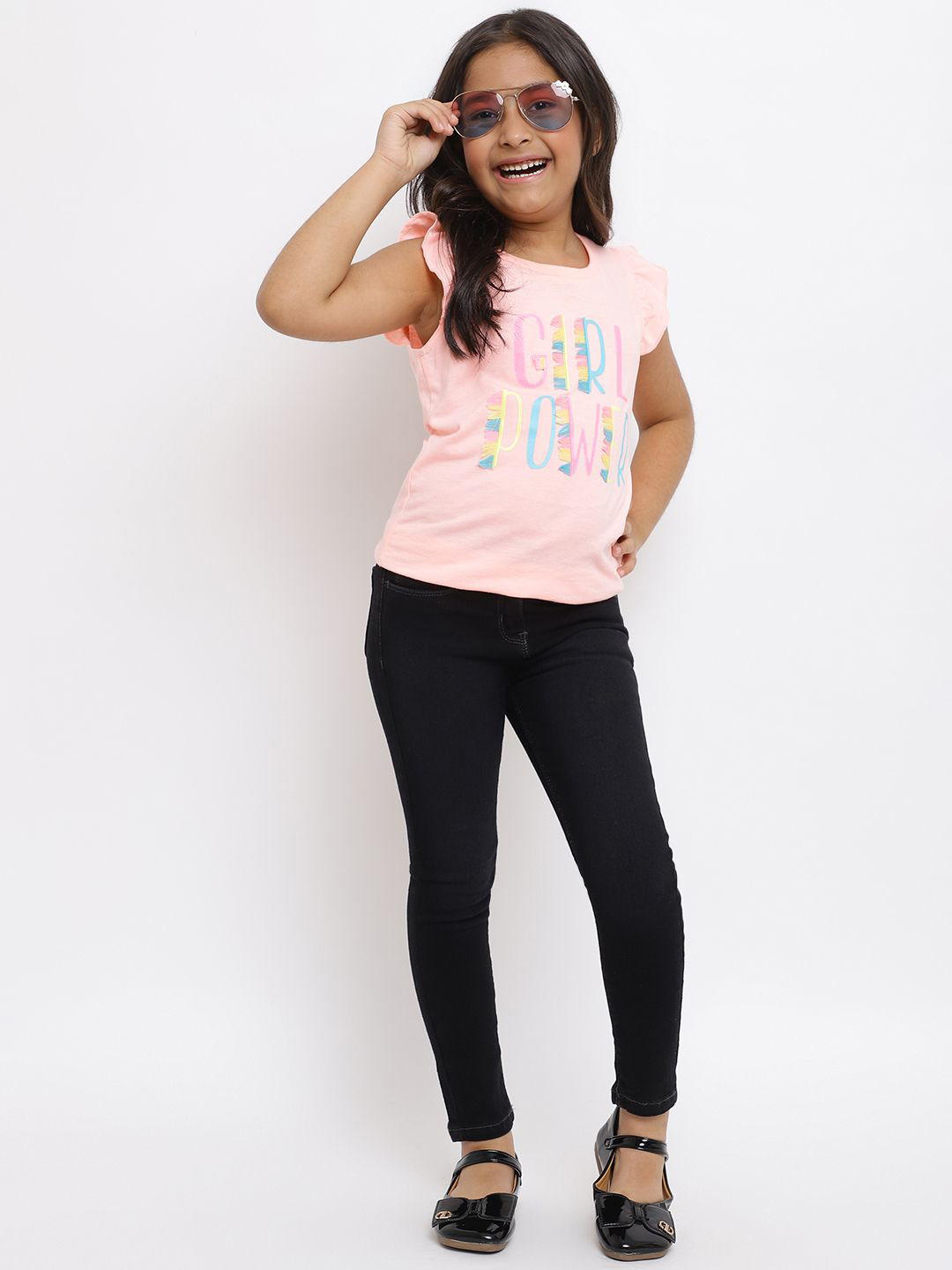 

TALES & STORIES Girls Slim Fit Stretchable Jeans, Black