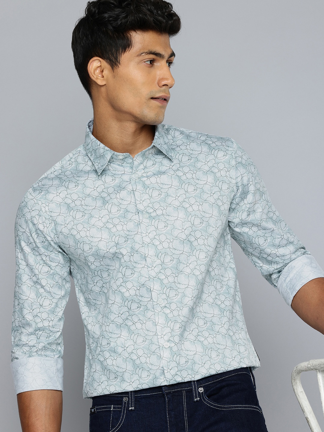 

Flying Machine Floral Printed Pure Cotton Casual Shirt, Green