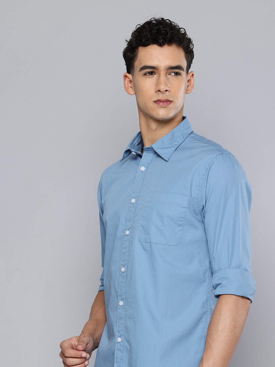 

Flying Machine Pure Cotton Slim Fit Opaque Casual Shirt, Blue