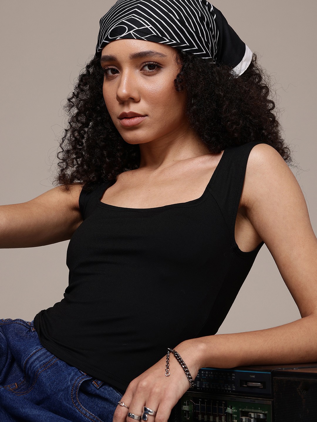 

The Roadster Life Co. Square Neck Sleeveless Top, Black