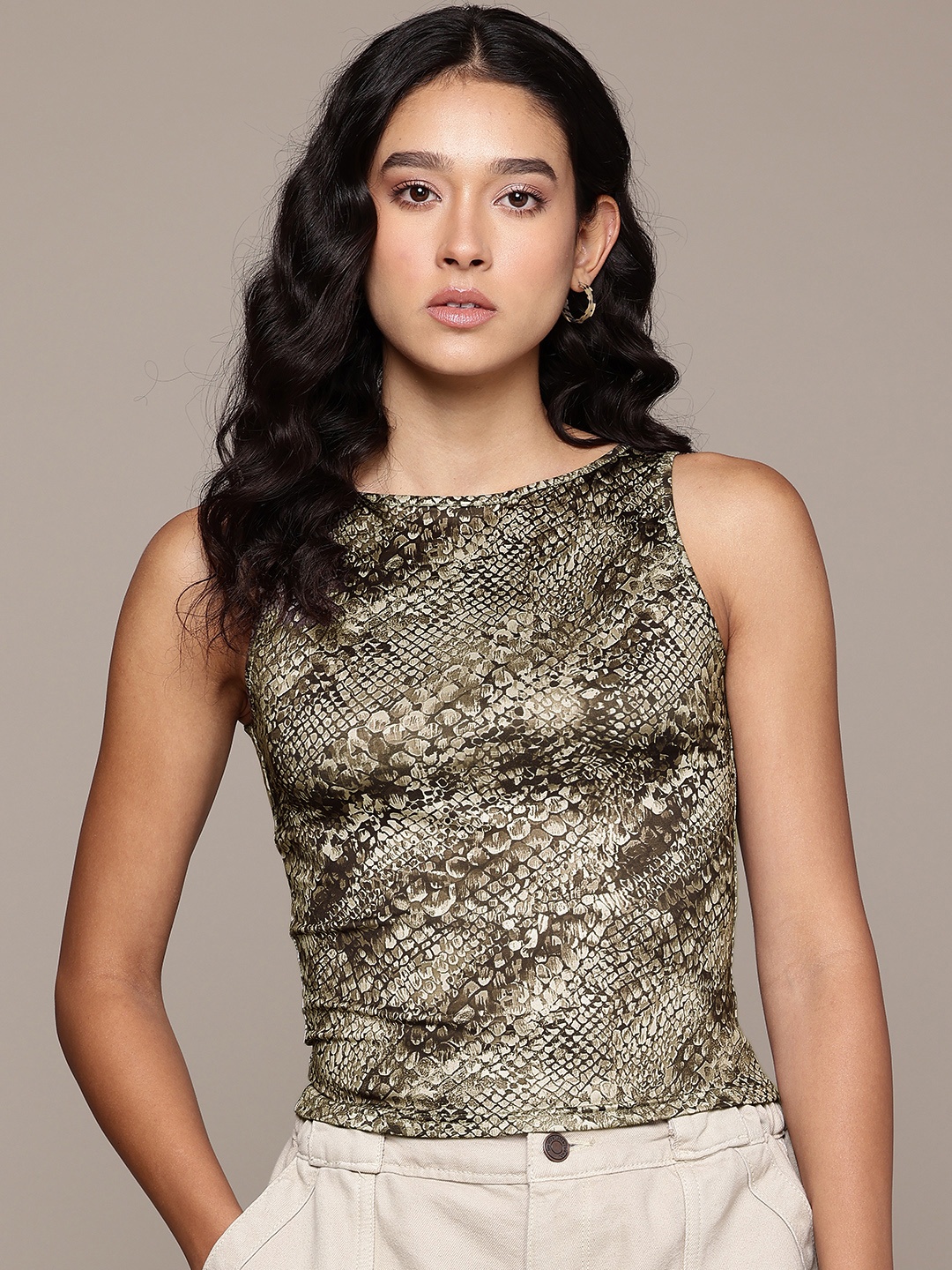 

The Roadster Life Co. Animal Printed Top, Brown