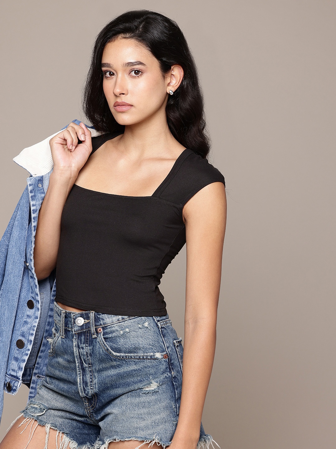 

The Roadster Life Co. Fitted Crop Top, Black
