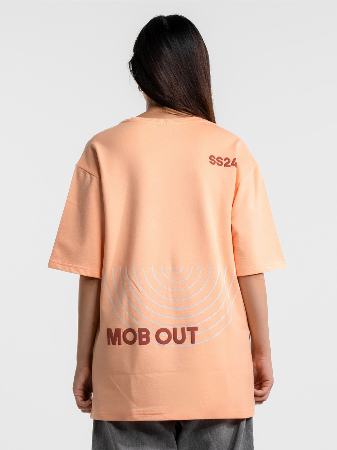 

Bad and Boujee Unisex Typography Printed Drop-Shoulder Sleeves Pockets T-shirt, Peach