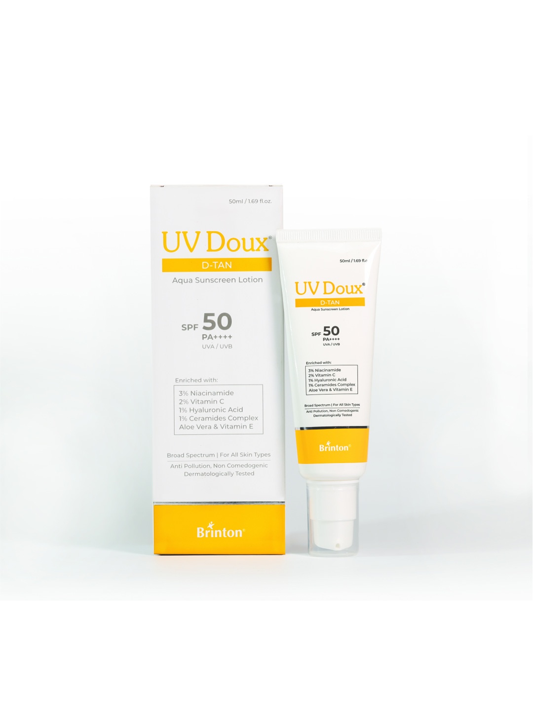 

Brinton UV Doux D-Tan Aqua Sunscreen Lotion- 50 ml, White