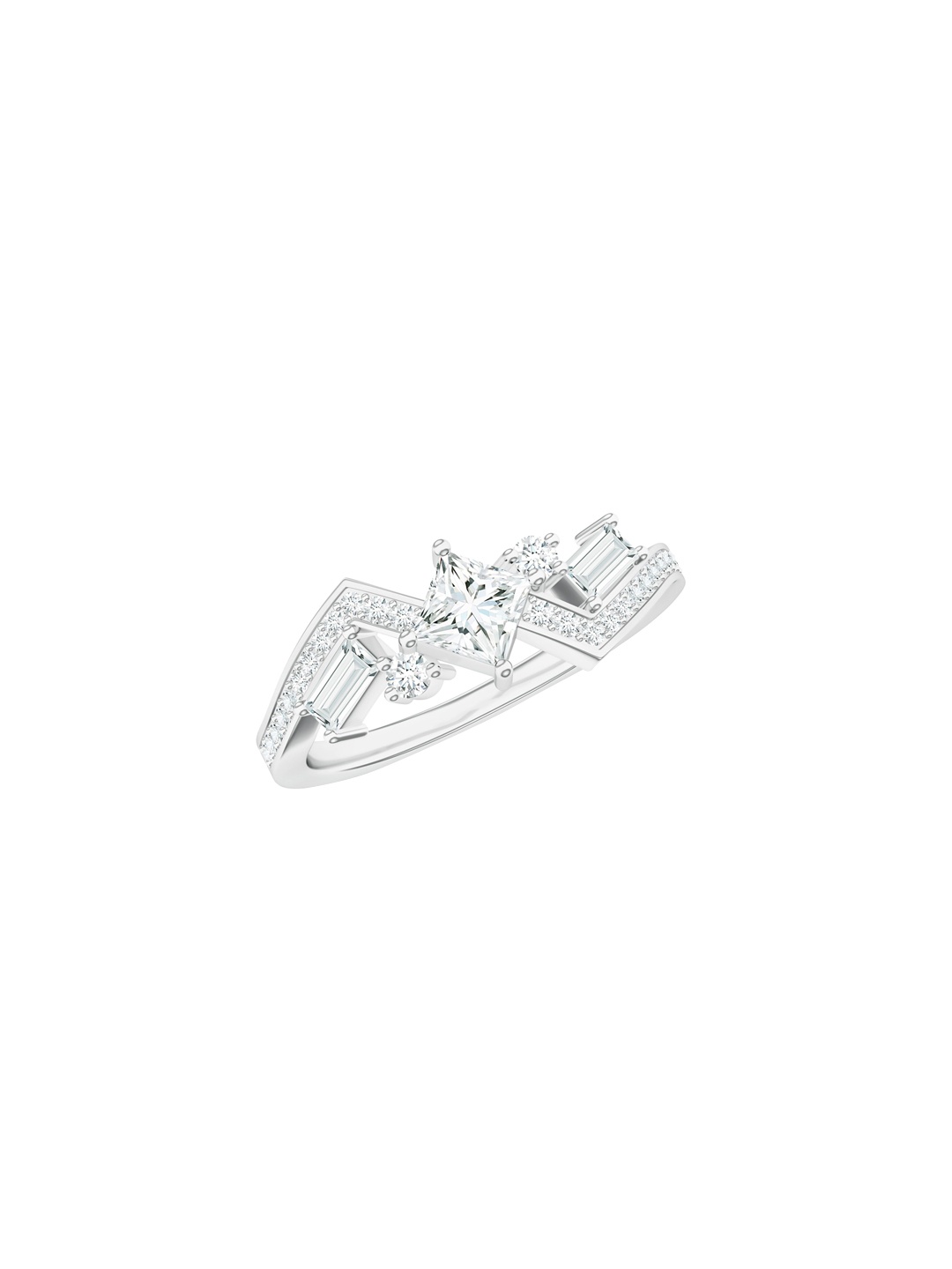 

Kicky And Perky 925 Sterling Silver Rhodium-Plated Moissanite Stone-Studded Finger Ring