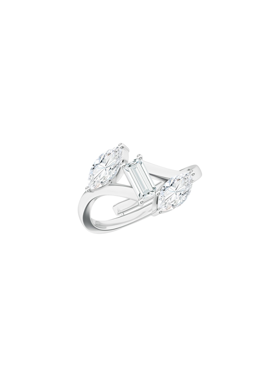 

Kicky And Perky 925 Sterling Silver Rhodium-Plated Stone-Studded Finger Ring