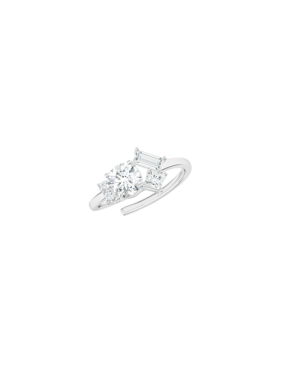 

Rhodium-Plated 925 Sterling Silver Rhodium-Plated Stone Studded Finger Ring