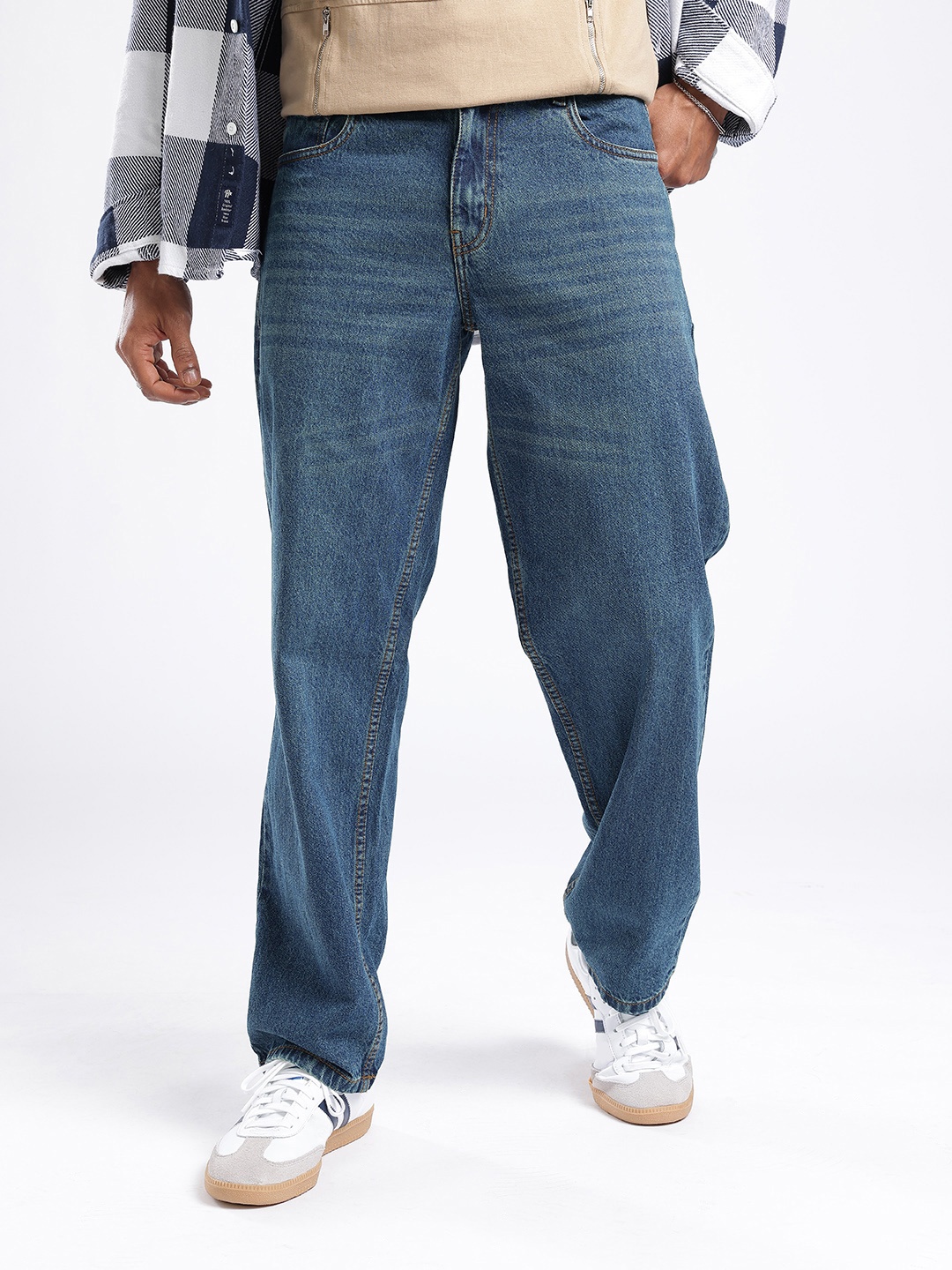

glitchez Men Custom Comfort Loose Jeans, Blue