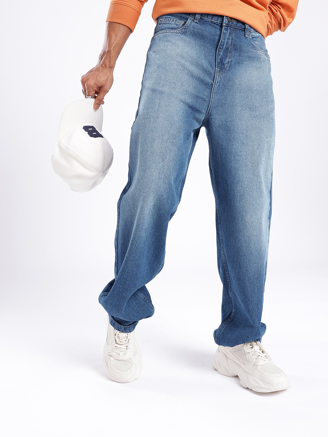 

glitchez Men Urban Savvy Loose Fit Light Fade Jeans, Blue