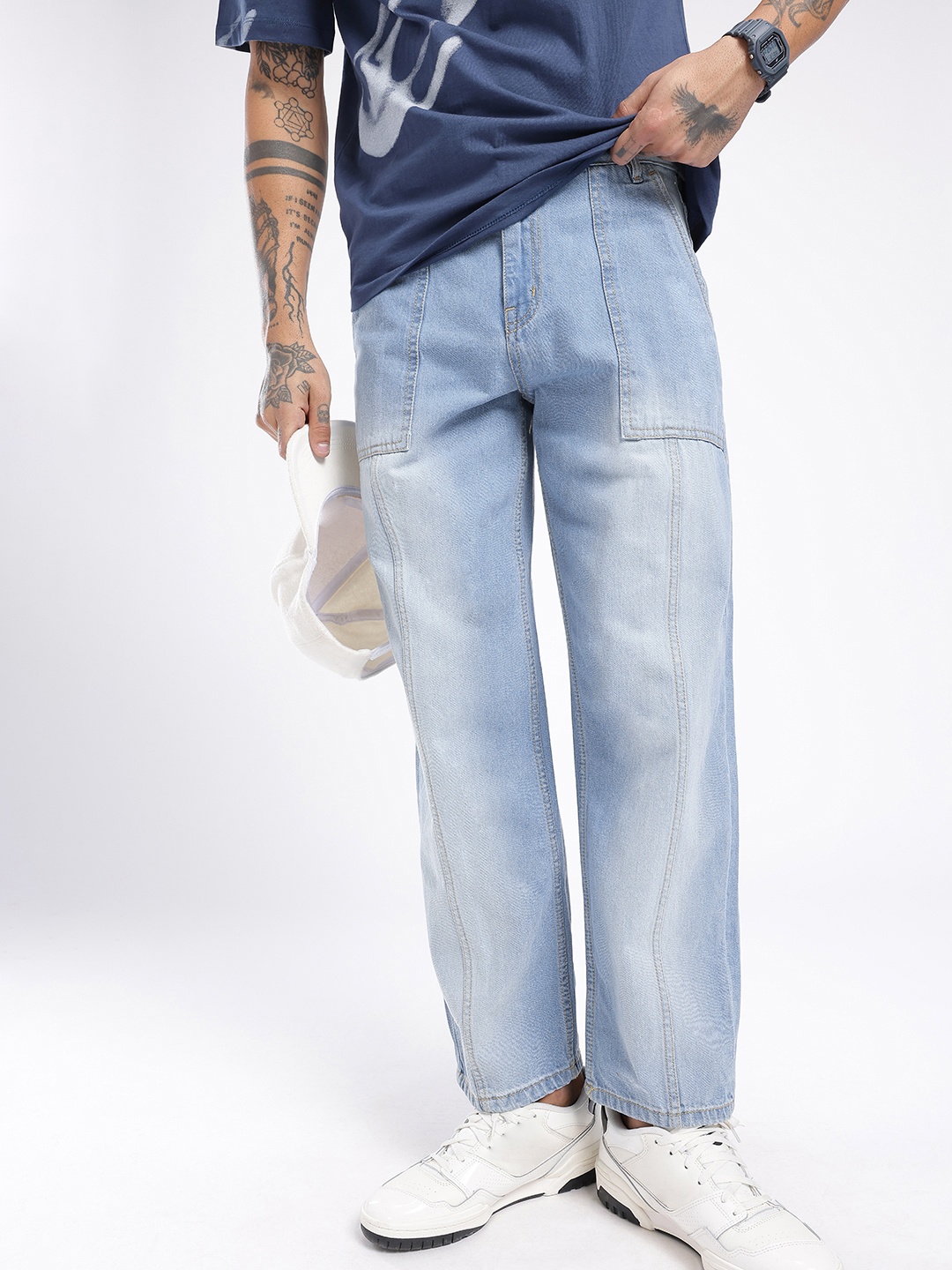 

glitchez Men Urban Cool Loose Heavy Fade Jeans, Blue
