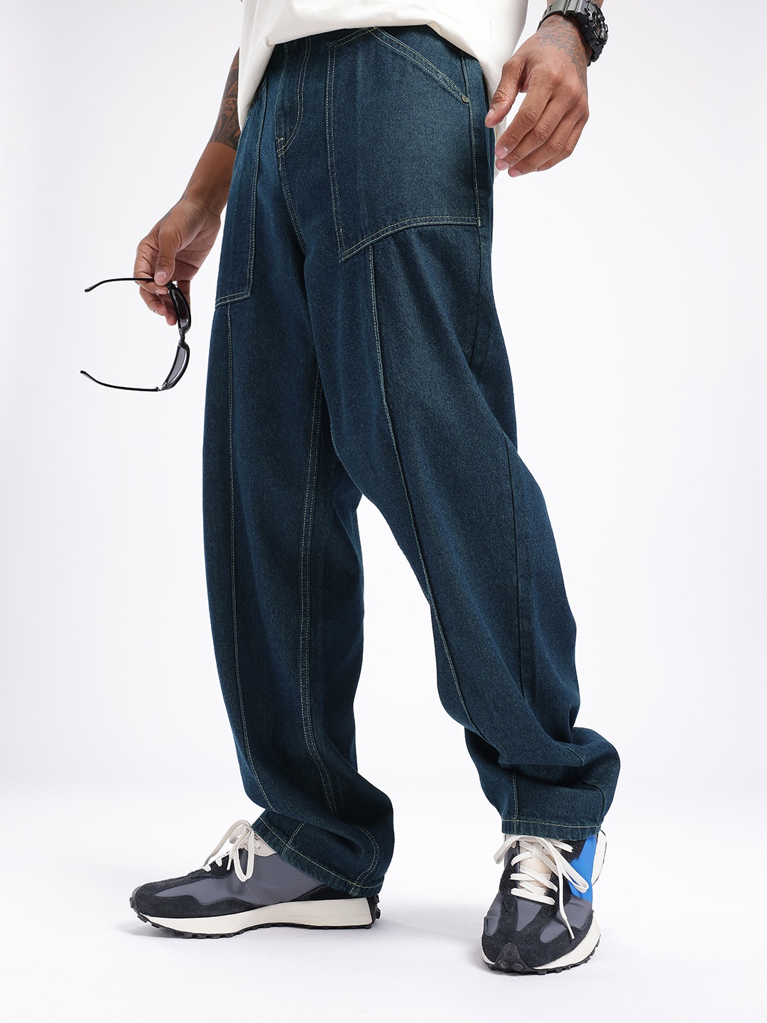 

glitchez Men Urban Edge Loose Fit Jeans, Blue