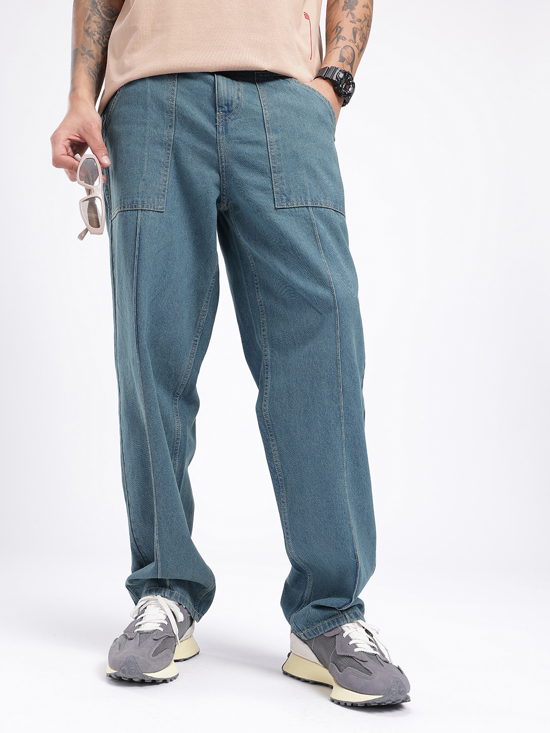 

glitchez Men Urban Edge Loose Fit Jeans, Blue
