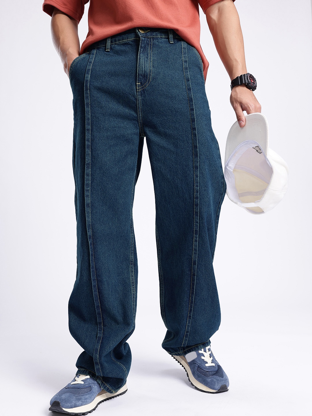 

glitchez Men Effortlessly Cool Wide Leg Jeans, Blue