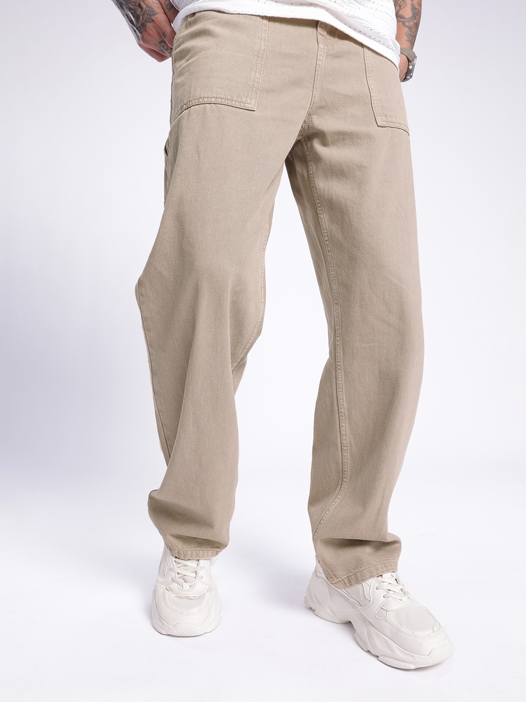 

glitchez Men Timeless Cool Baggy Loose Jeans, Grey