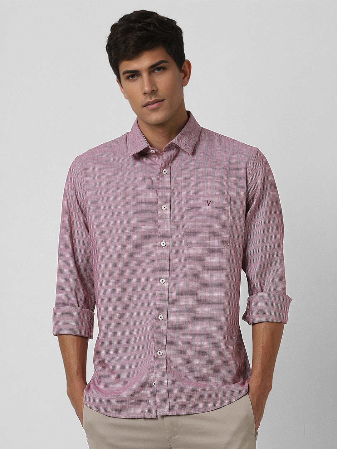 

Van Heusen Sport Men Slim Fit Opaque Checked Casual Shirt, Lavender