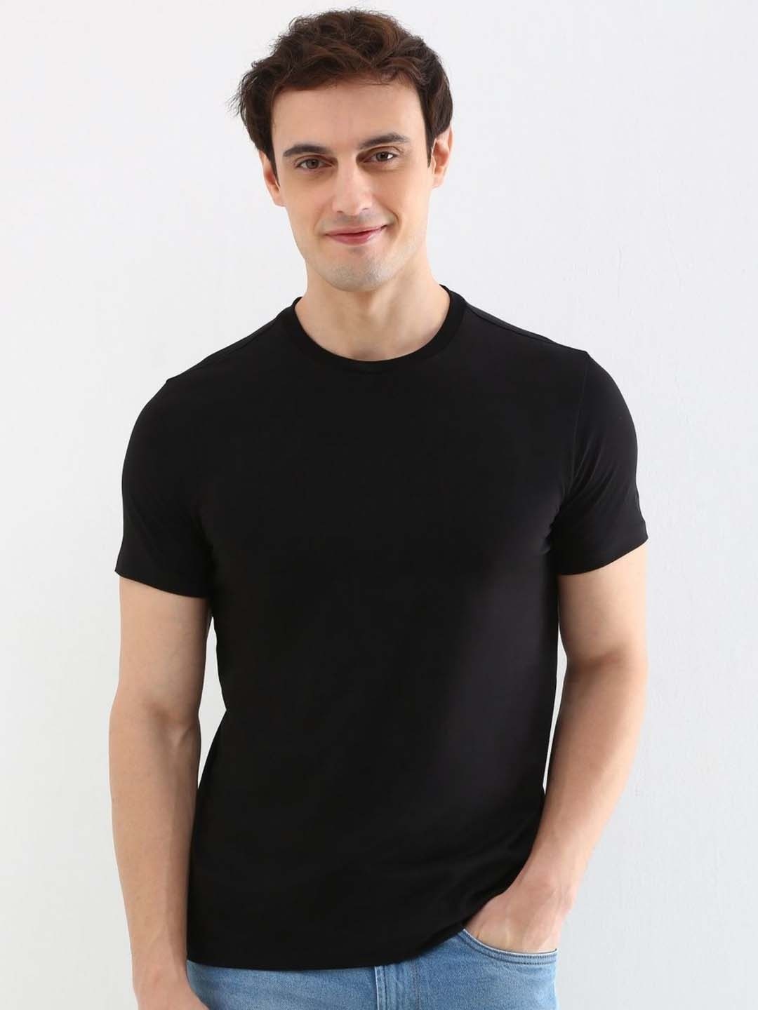 

Allen Solly Men Slim Fit T-shirt, Black