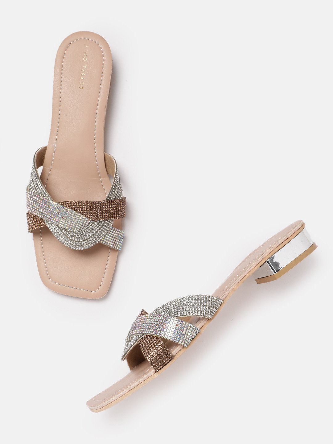 

Lino Perros Women Embellished Party Open Toe Flats, Gold