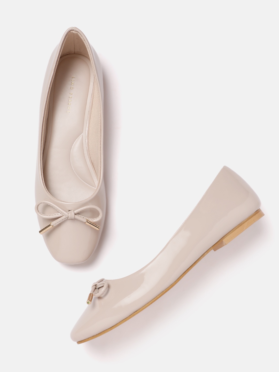 

Lino Perros Women Bow Detail Ballerinas, Cream