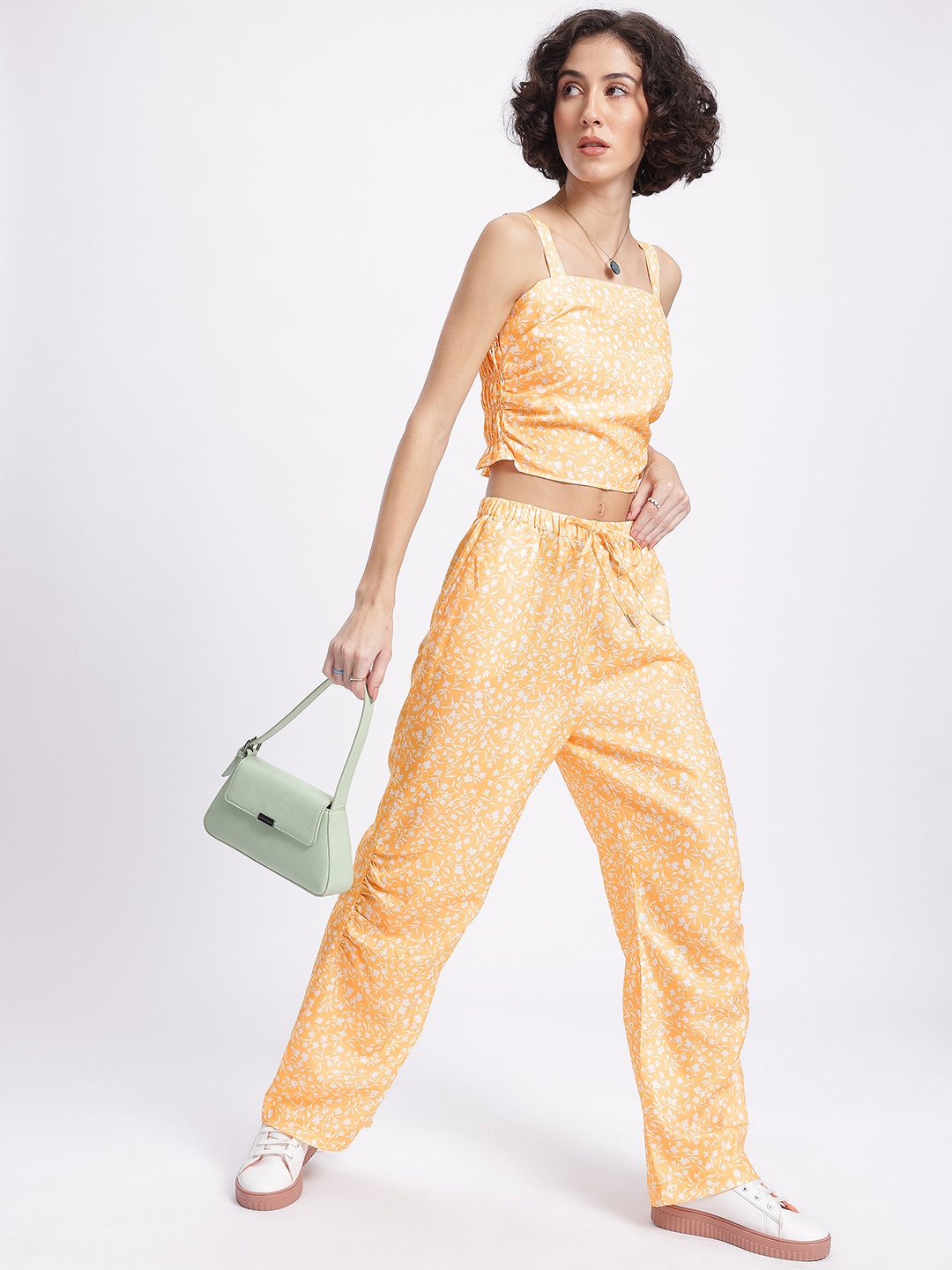 

glitchez Spring Thing Floral Print Smocked Co-Ords, Yellow