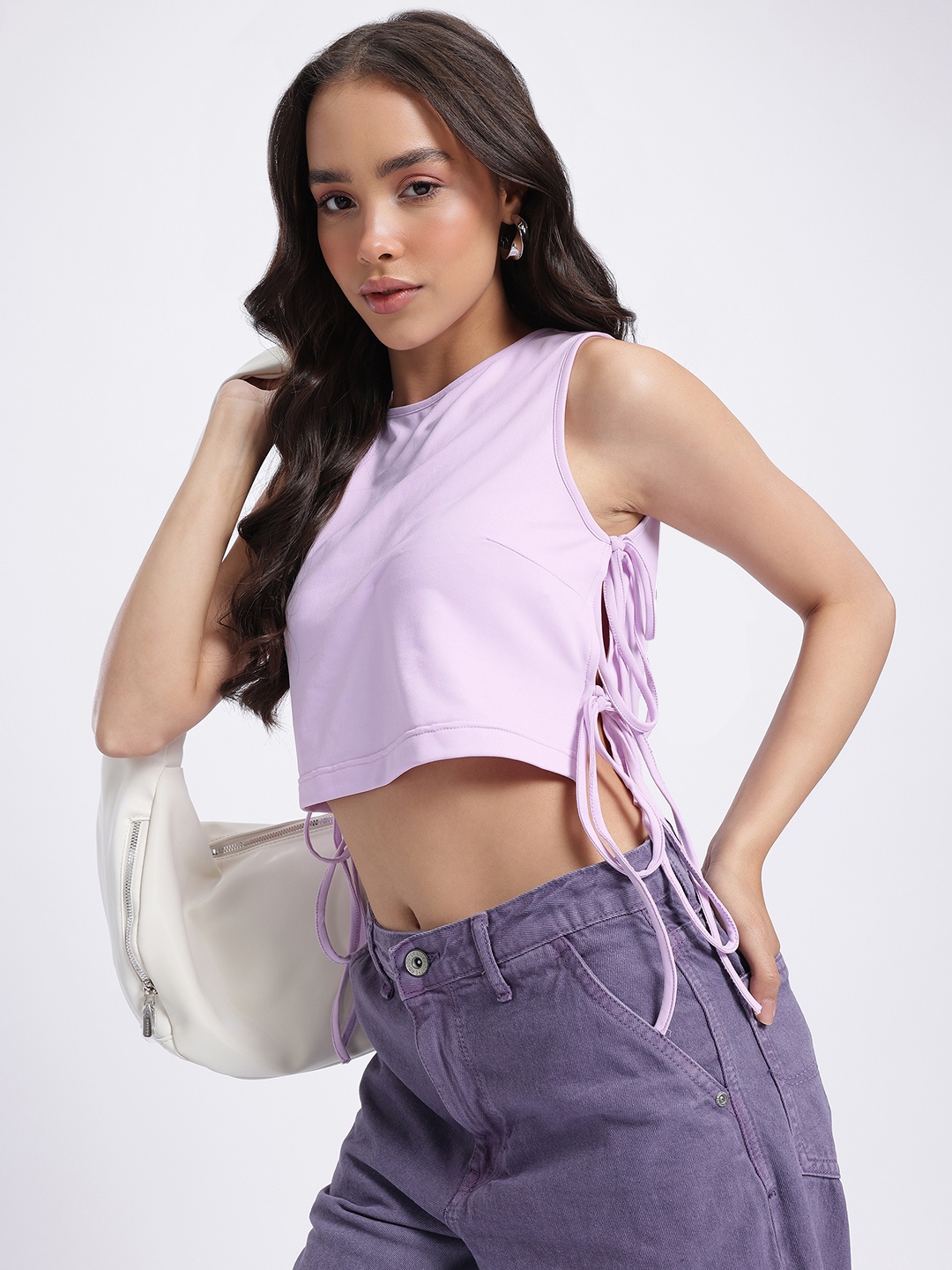 

glitchez Flirty Tie-Ups Crop Top, Lavender