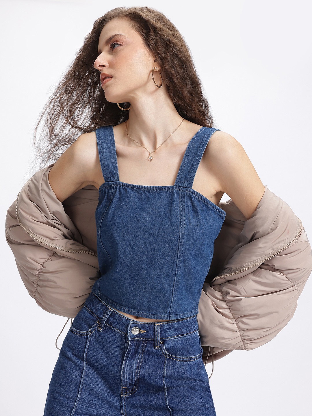 

glitchez Denim Drift Strappy Top, Navy blue