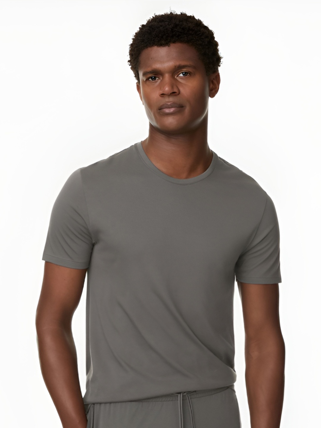 

Marks & Spencer Men V-Neck Raw Edge T-shirt, Brown