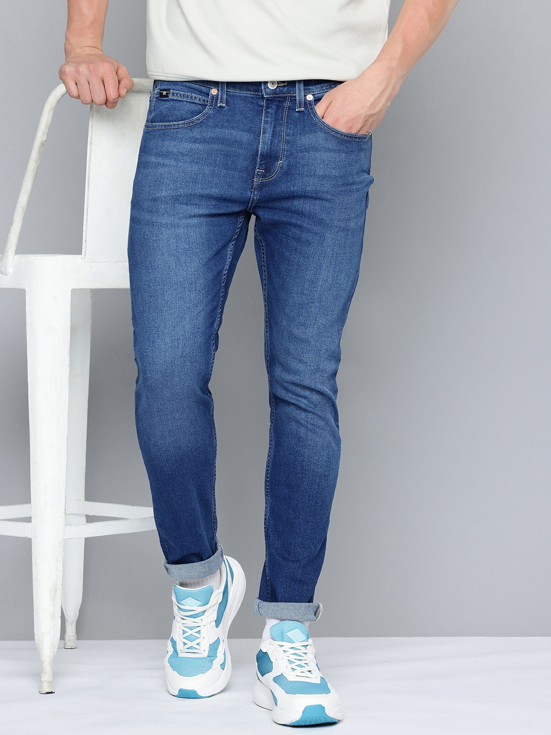

Flying Machine Men Slim Fit Heavy Fade Stretchable Jeans, Blue